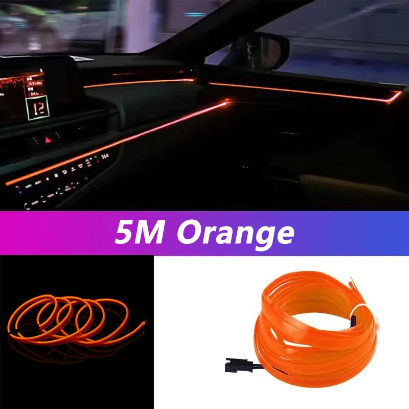 5M Neon LED Car Interior Strip Lights – Flexible Ambient USB Atmosphere Diode