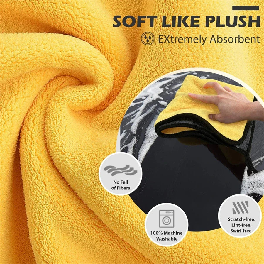 Premium Microfiber Car Drying Towel – Thick Double-Layer Wash Cloth