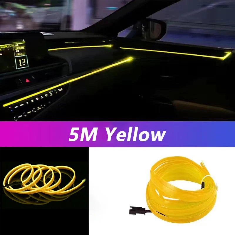 5M Neon LED Car Interior Strip Lights – Flexible Ambient USB Atmosphere Diode