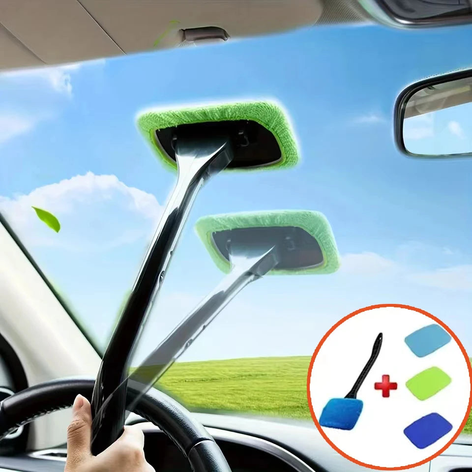 Long-Handle Car Windshield Cleaning Brush – Interior Auto Glass Wiper Kit