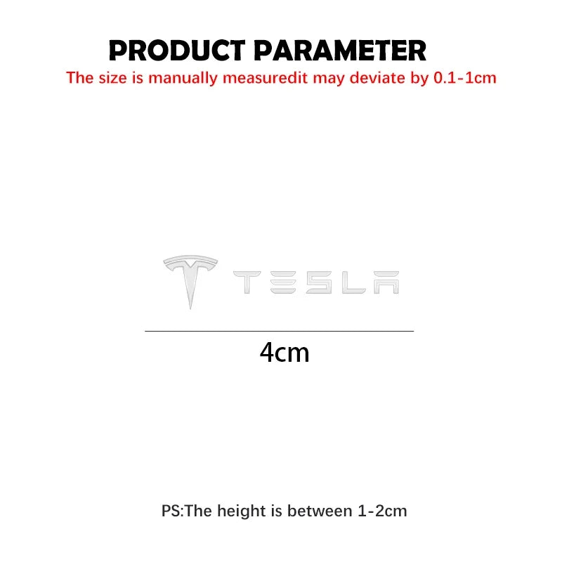 3D Metal Interior Sticker Badges for Tesla Model 3, X & S