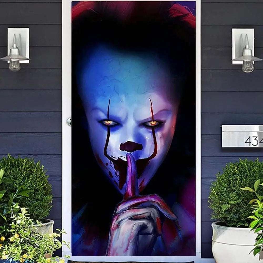Halloween Door Cover Backdrop — Horror Movie Character Banner 185x90cm