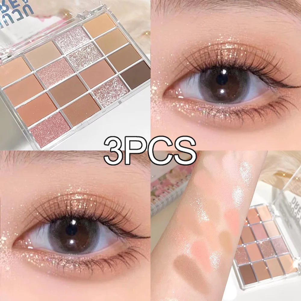 16-Color Earth Tone Eyeshadow Palette – Matte & Shimmer