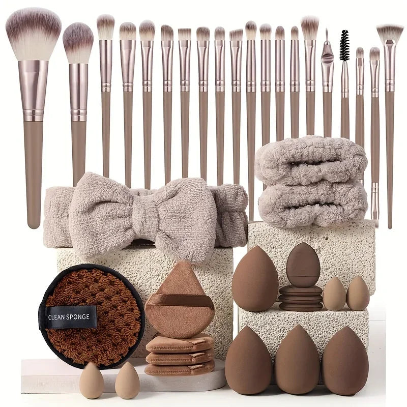 Makeup Brush & Beauty Sponge Set – Multiple Sizes & Colors