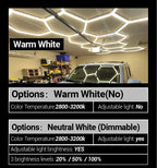 Dimmable Hexagon LED Ceiling Lights – RGB & Multi-Color, Garage/Gym/Gaming