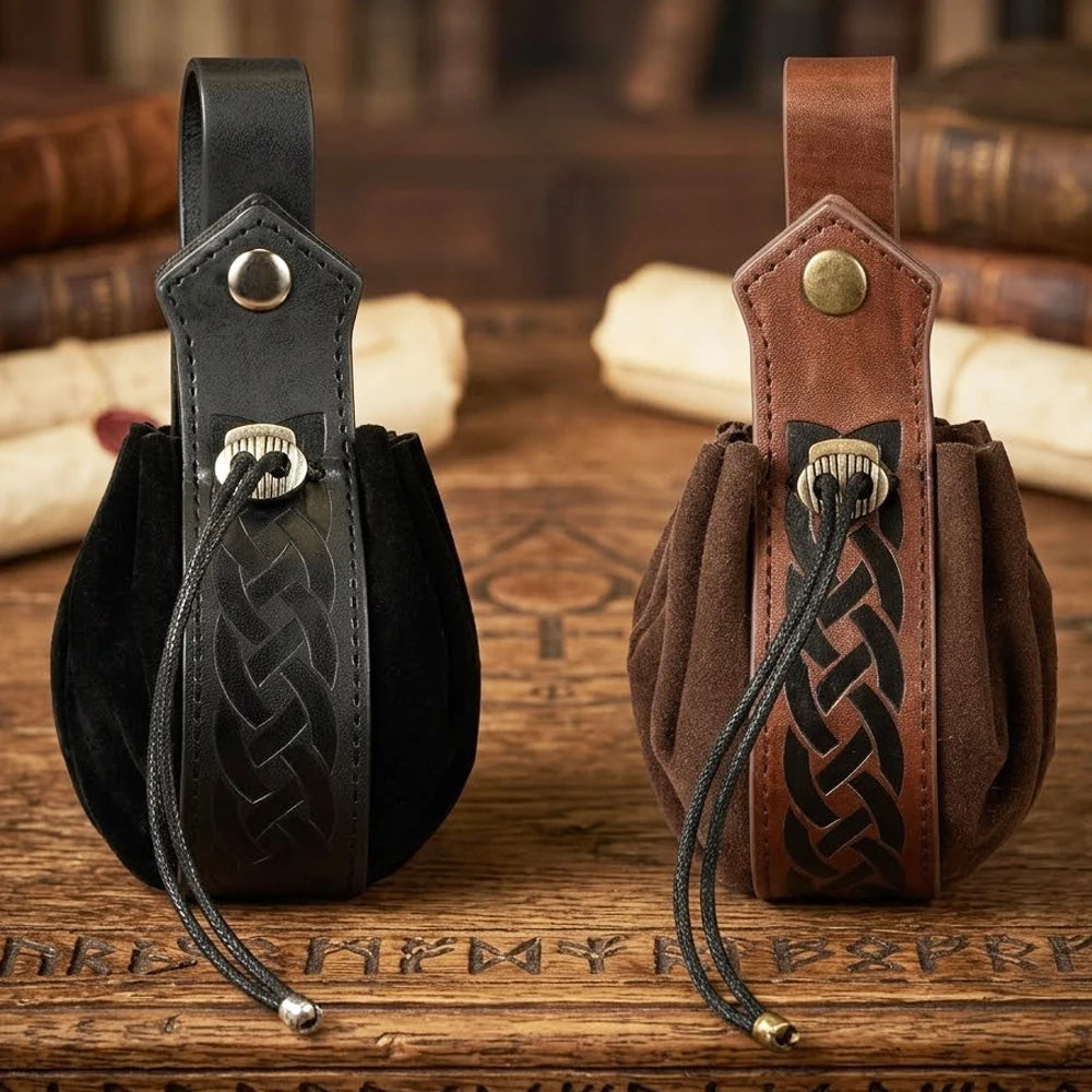 Medieval Viking Drawstring Waist Bag — Retro Coin Pouch for Renaissance Fairs, LARP & Cosplay