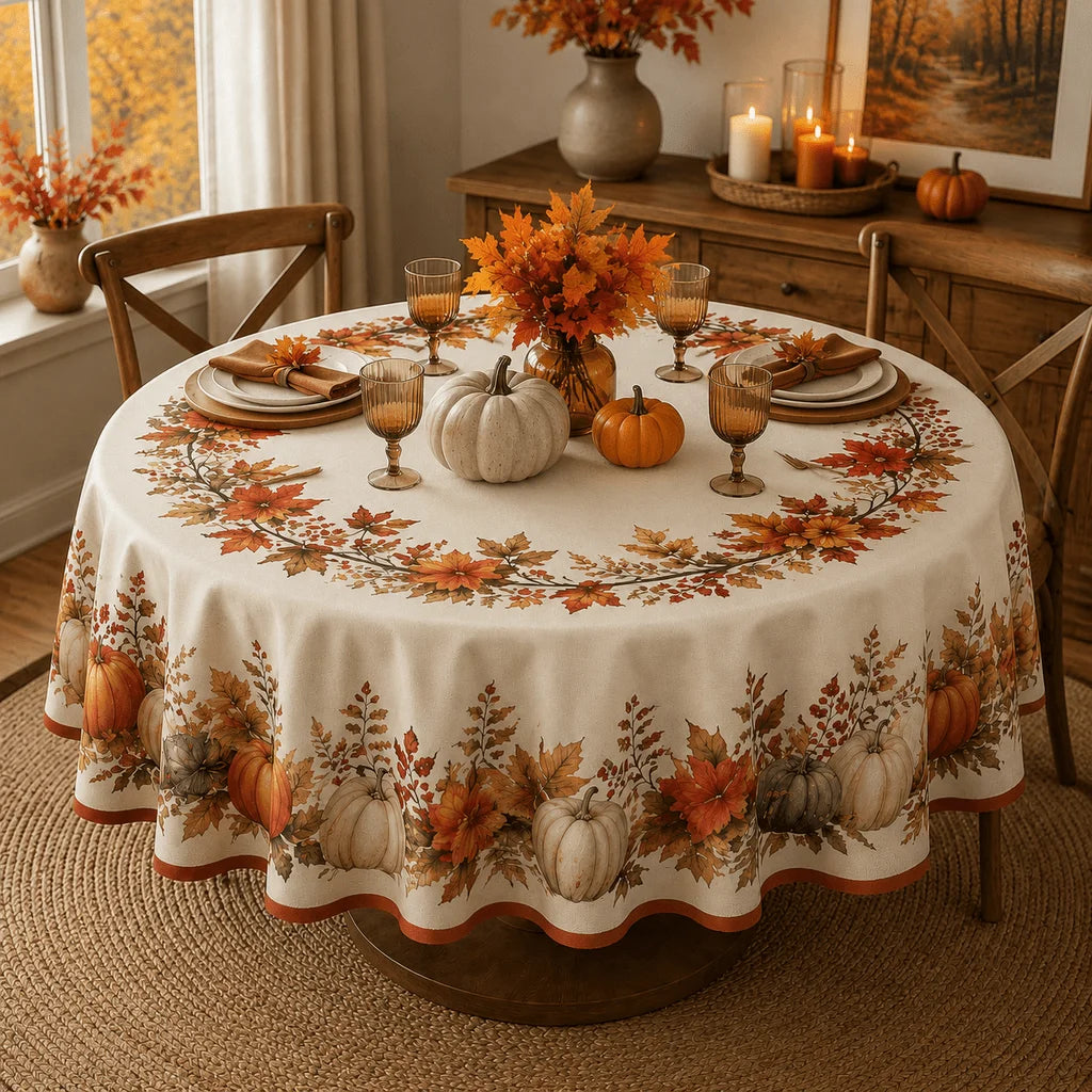 Circular Tablecloth – Autumn, Harvest, Thanksgiving & Halloween