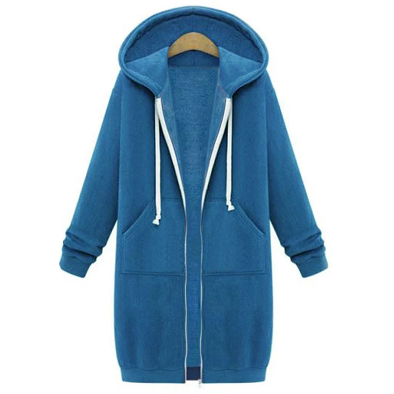 Women's Thicken Hoodie Parka – Loose Hooded Sweatshirt Jacket