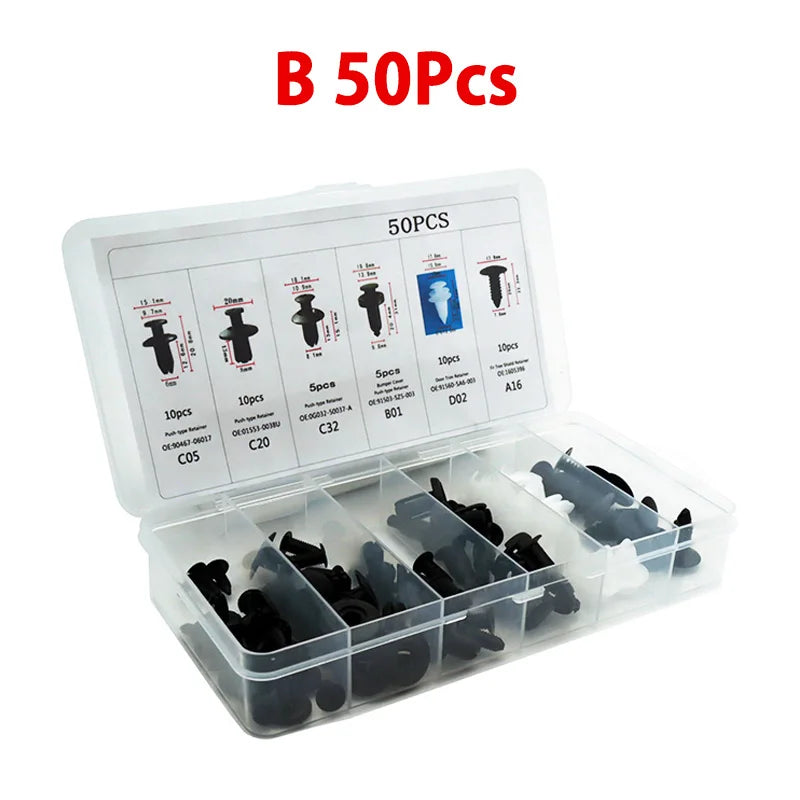 50 or 100pcs Auto Fastener Assortment