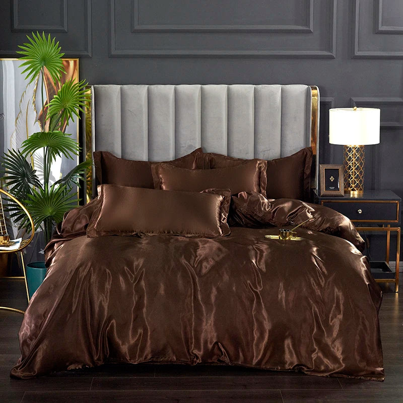 Luxury Satin Bedding Set – Viscose Duvet Cover with Pillowcases & Sheet