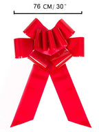Giant Red Car Bow – 30" Gloss Pull Bow for Cars, Christmas Trees & Party Decor