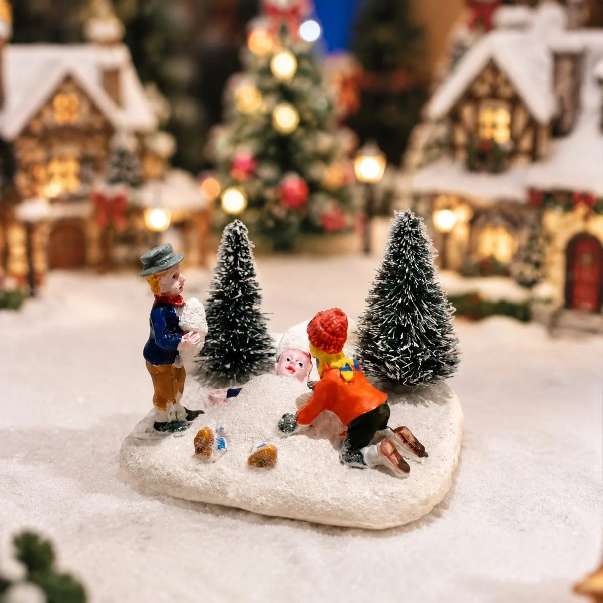 Christmas Village Figurine Set – Holiday Scene Decoration