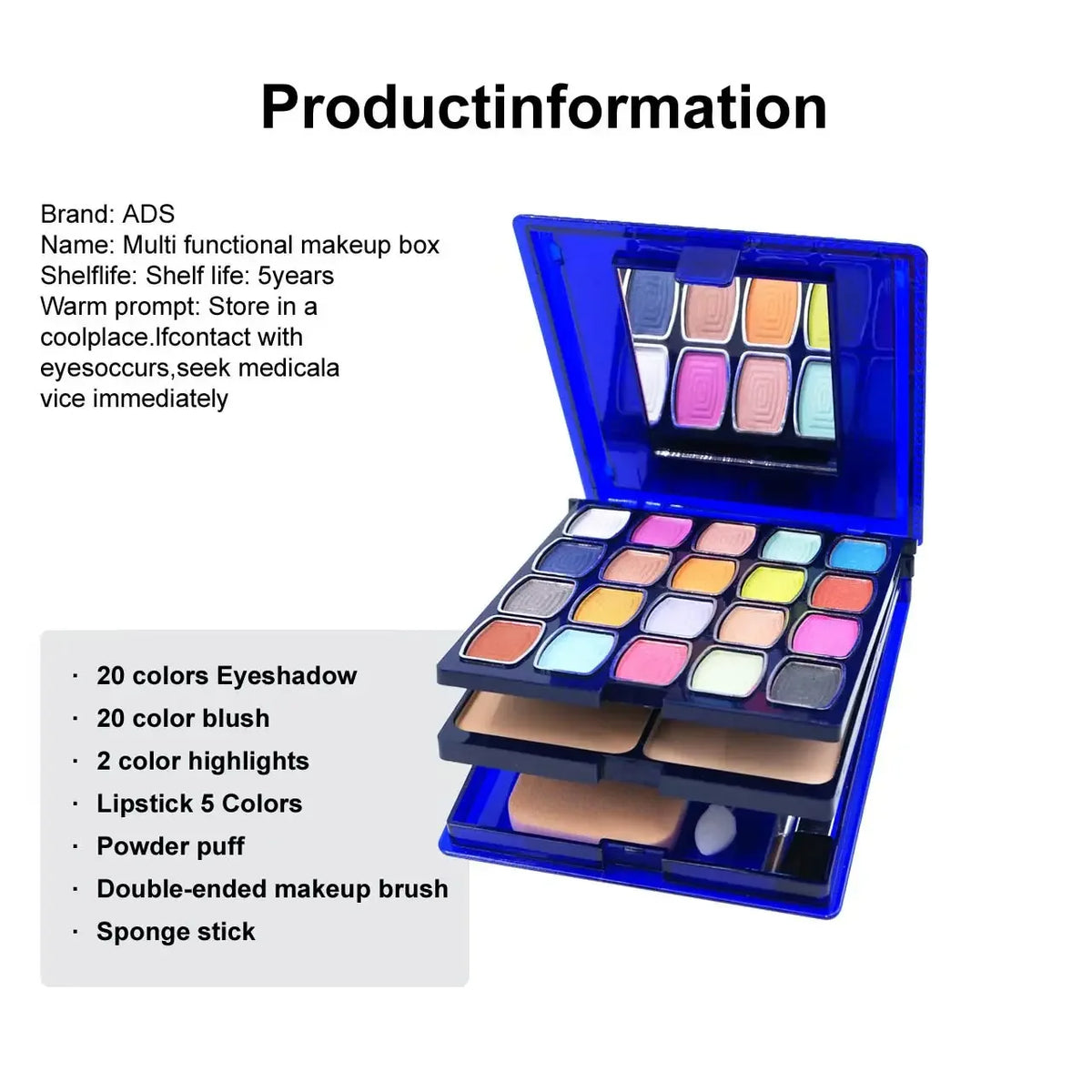 30-Color Multifunctional Makeup Palette – Eyeshadow, Blush, Powder & Lip Gloss
