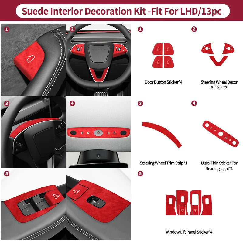 Carbon Fiber Door Switch Button Anti-Scratch Trim for Tesla Model 3 (2024+) & Model Y (2025+)