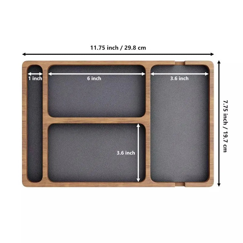 Solid Wood Desktop Organizer & Storage Tray for Home Office
