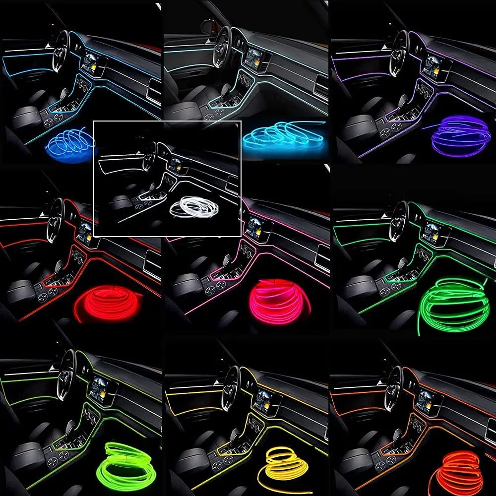 5M Neon LED Car Interior Strip Lights – Flexible Ambient USB Atmosphere Diode