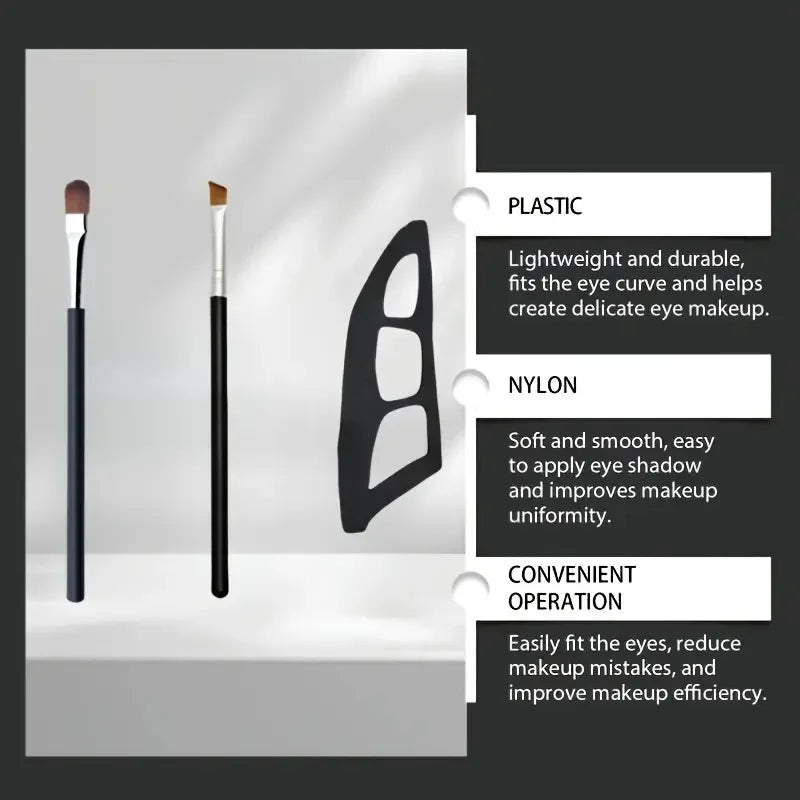 3-Piece Eye Makeup Kit – Eyeshadow Brushes & Stencil Molds