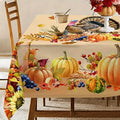 Thanksgiving Turkey & Pumpkin Tablecloth – Fall Harvest Dining Table Cover