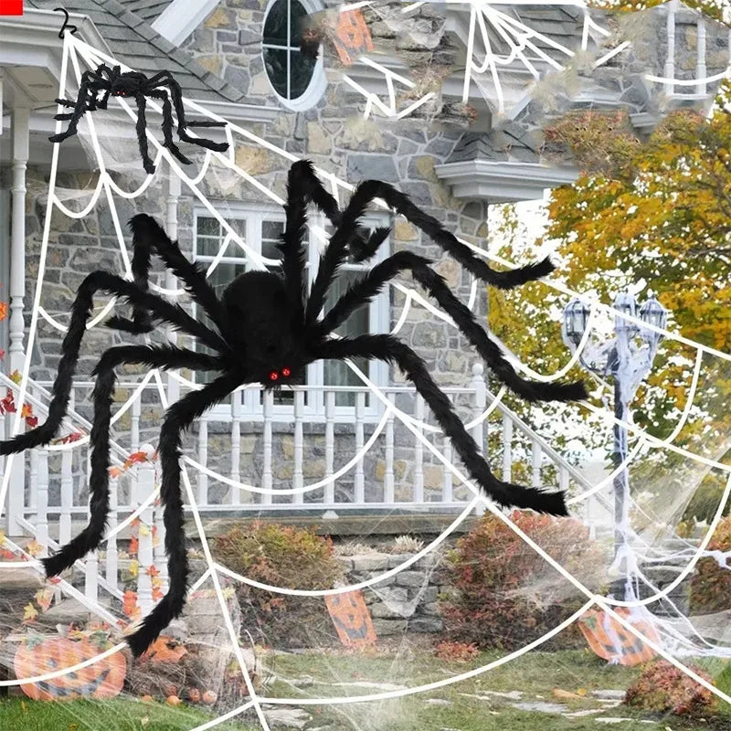 Halloween Giant Spider & Cobweb Decoration Set — Indoor & Outdoor Party Decor