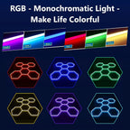 Dimmable Hexagon LED Ceiling Lights – RGB & Multi-Color, Garage/Gym/Gaming