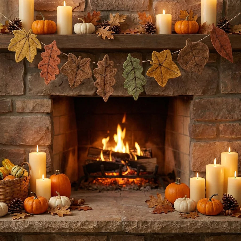 Thanksgiving Maple Leaf Felt Banner – Fall Harvest & Halloween Décor