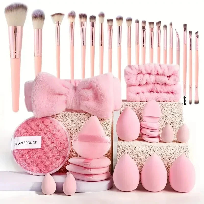 Makeup Brush & Beauty Sponge Set – Multiple Sizes & Colors