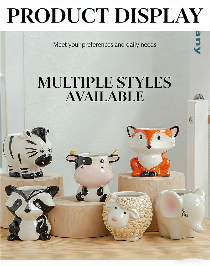 Cute Animal Ceramic Succulent Planter – Balcony & Desktop Home Decor