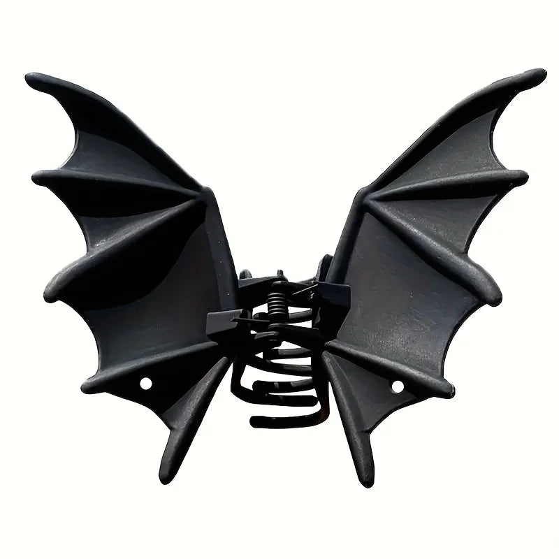 Gothic Bat Hair Clip — Matte Black Punk Hairpin