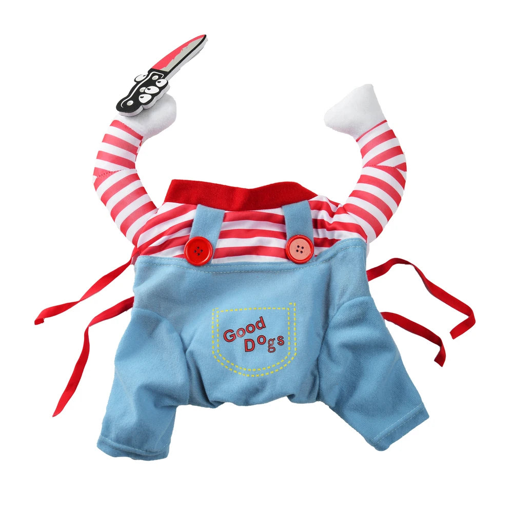 Halloween Cosplay Jumpsuit for Cats & Small Dogs – Soft Printed Costume