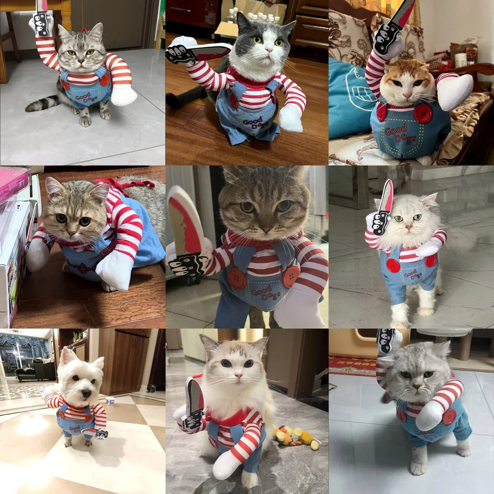 Halloween Cosplay Costume for Dogs & Cats – Funny Striped Jacket