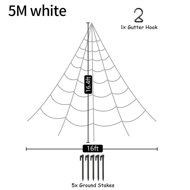 Giant Halloween Spider Web Decoration — 5m & 7m Indoor/Outdoor
