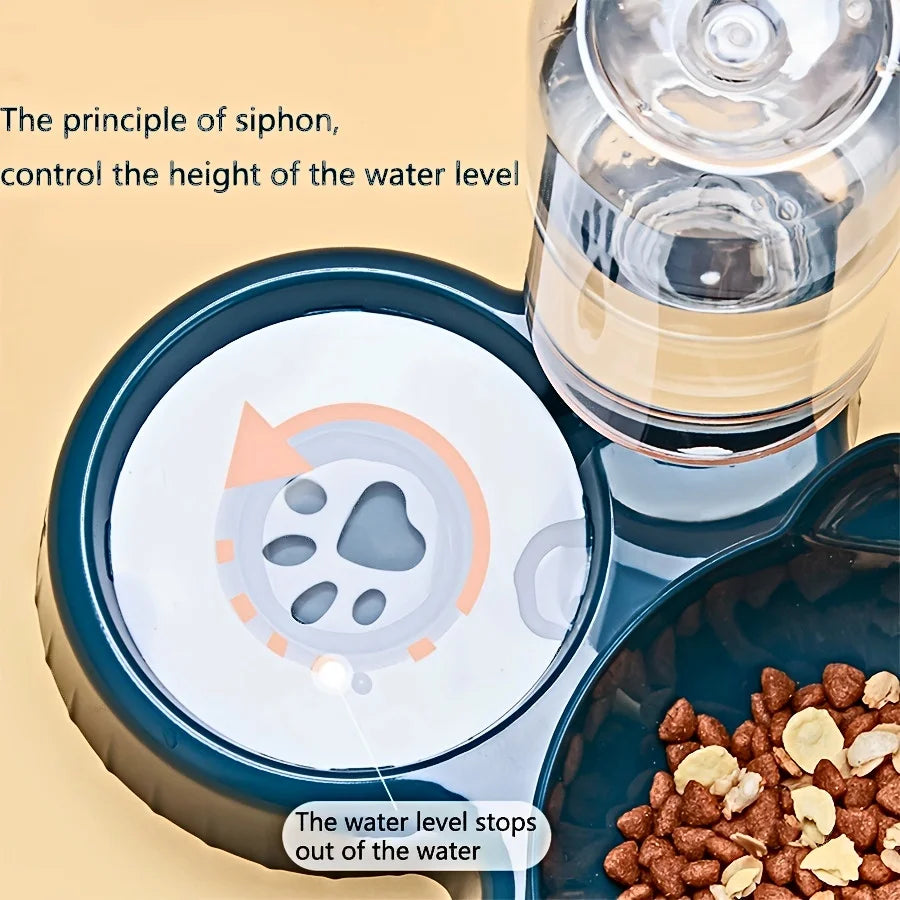 3-in-1 Tilted Pet Bowl Set with Gravity Water Feeder