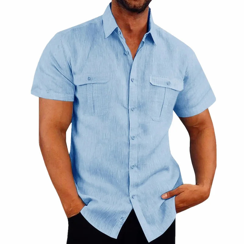 Men's Linen Short-Sleeve Shirt – Casual Beach Style