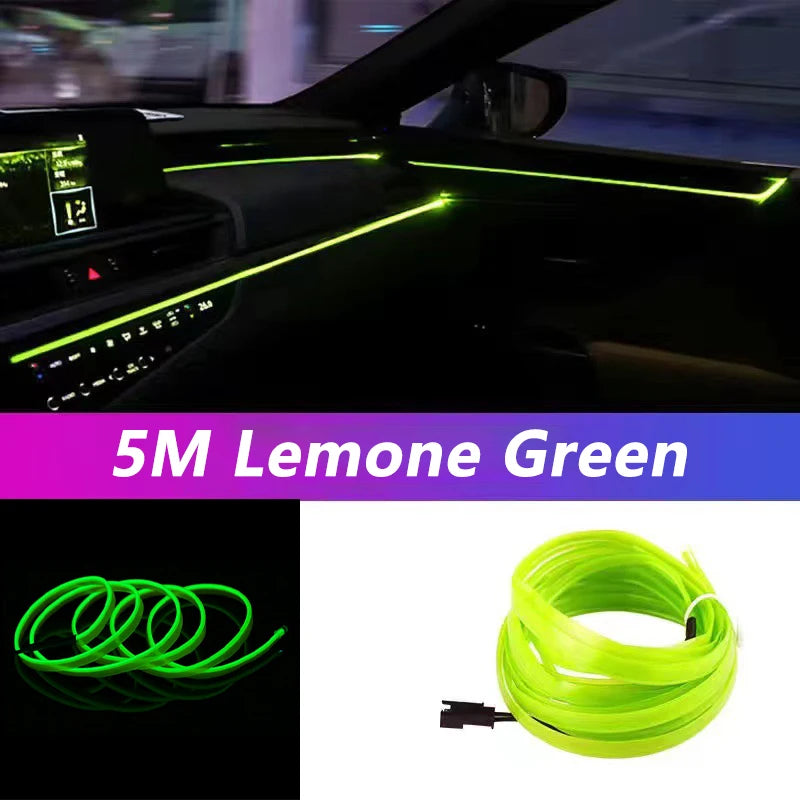 5M Neon LED Car Interior Strip Lights – Flexible Ambient USB Atmosphere Diode