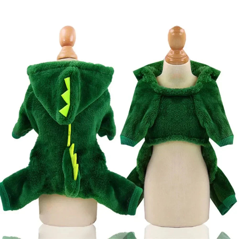 Dinosaur Halloween Costume for Cats & Small Dogs – Fleece Hoodie Sweater