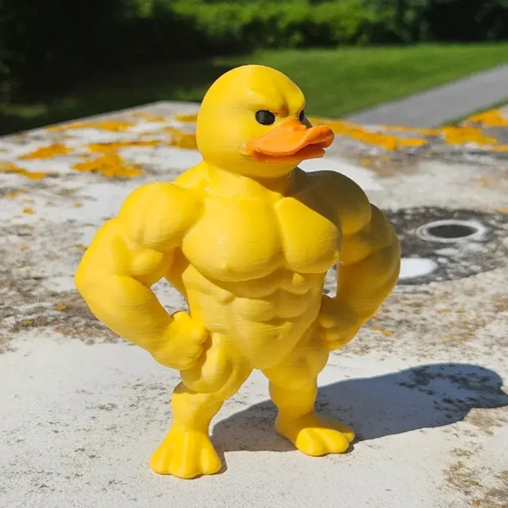 Muscle Duck Statue – Whimsical 3D Figurine for Desk, Shelf & Home Decor