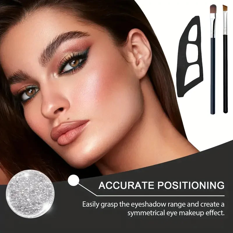 3-Piece Eye Makeup Kit – Eyeshadow Brushes & Stencil Molds