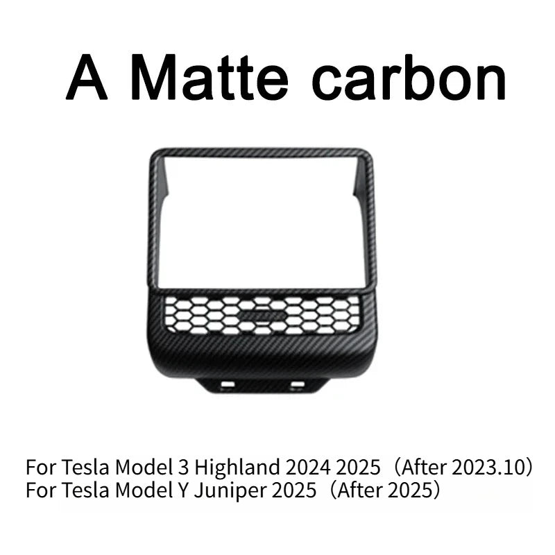 Rear Screen Cover & Back Air Vent Trim for Tesla Model Y Juniper & Model 3 Highland (2024–2026)