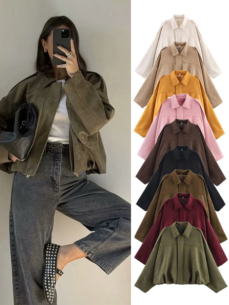 Women's Suede Bomber Jacket