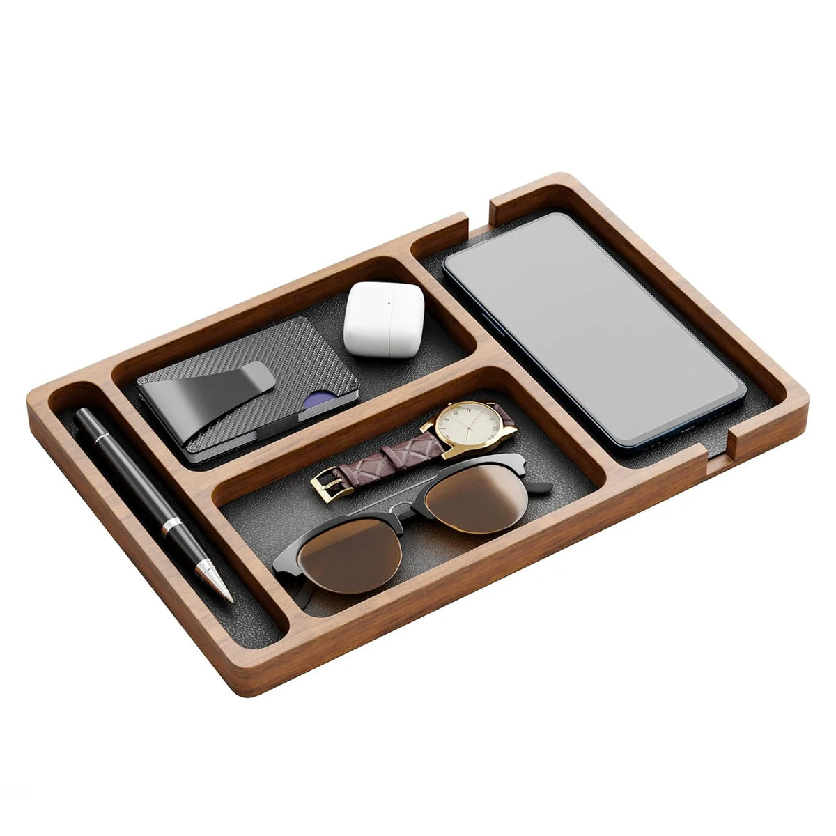 Solid Wood Desktop Organizer & Storage Tray for Home Office