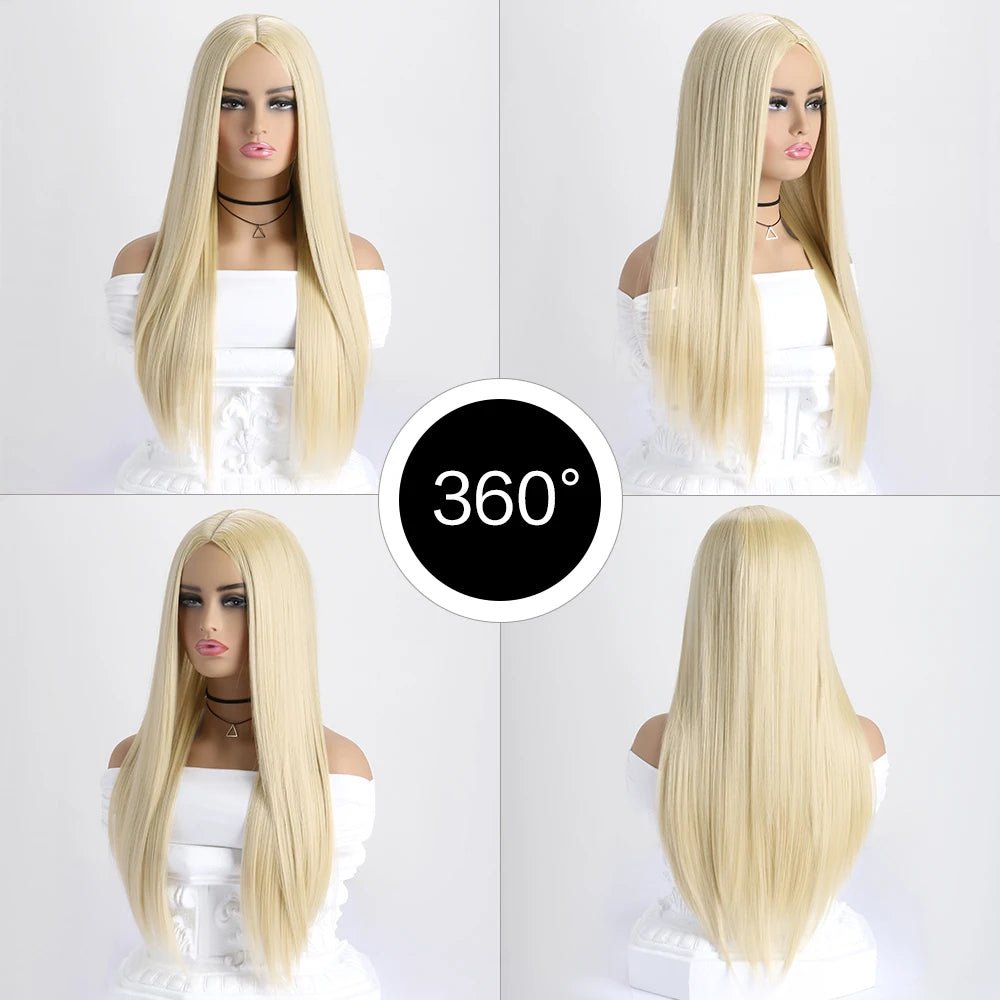 26-Inch Long Straight Colored Wig — Synthetic Fashion Wig for Cosplay, Halloween & Daily Wear
