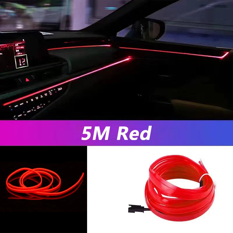 5M Neon LED Car Interior Strip Lights – Flexible Ambient USB Atmosphere Diode