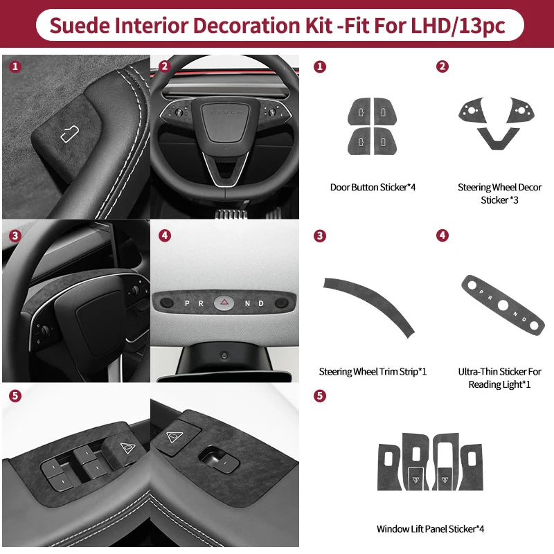 Carbon Fiber Door Switch Button Anti-Scratch Trim for Tesla Model 3 (2024+) & Model Y (2025+)