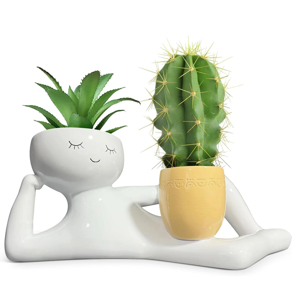 Lazy Little Guy Funny Succulent & Cactus Planter Pot – Home & Desktop Decor