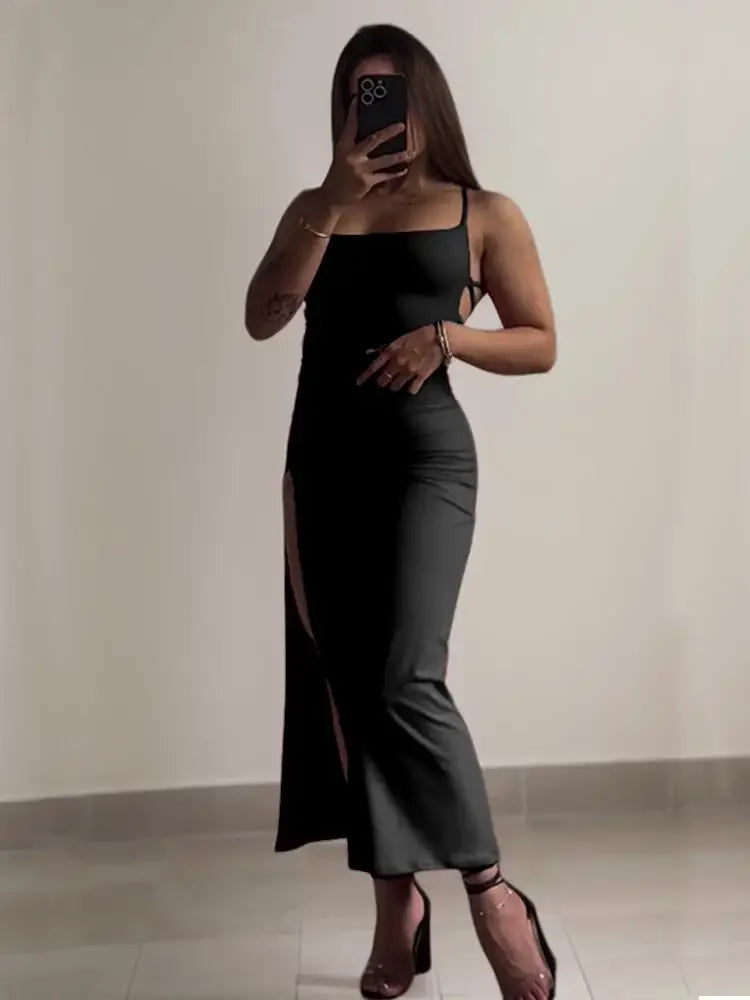 Women's Halter Strap Bodycon Midi Dress
