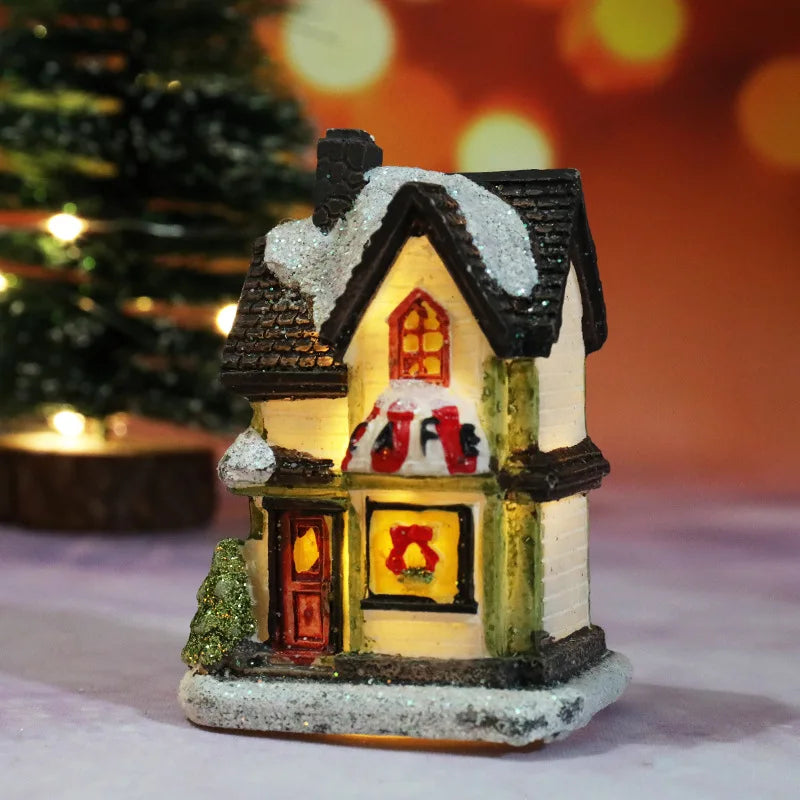 LED Christmas Village House Miniature – Glowing Resin Holiday Decoration