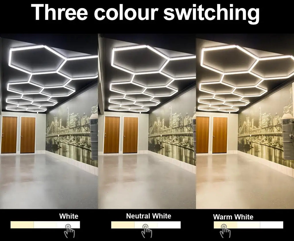 Dimmable Hexagon LED Ceiling Lights – RGB & Multi-Color, Garage/Gym/Gaming