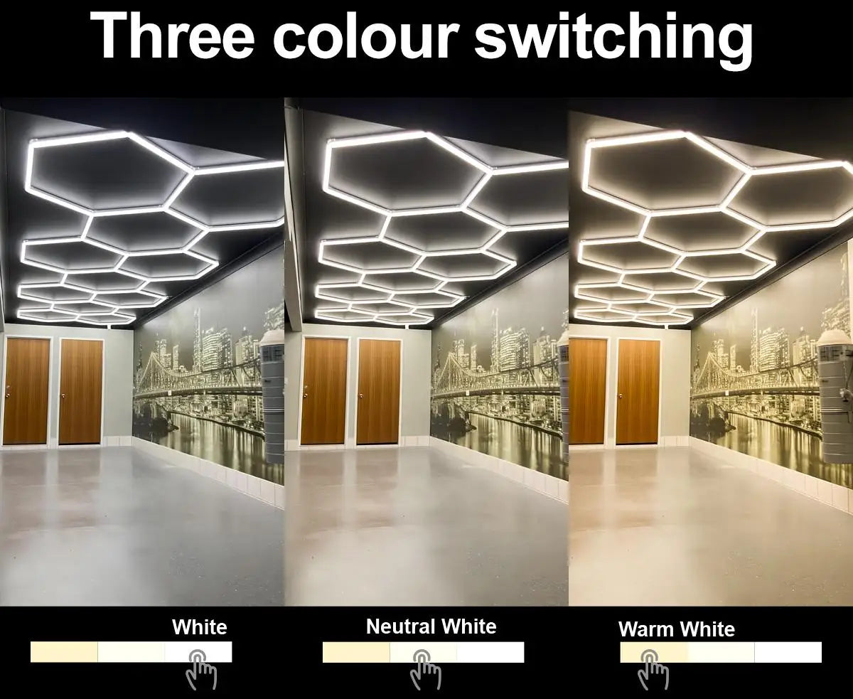 Dimmable Hexagon LED Ceiling Lights – RGB & Multi-Color, Garage/Gym/Gaming