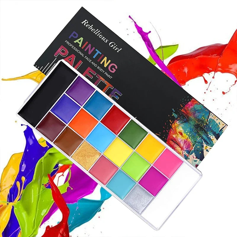 20-Color Face & Body Paint Set — Non-Toxic Oil Pigments with Brushes for Halloween, Cosplay & Kids