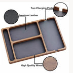 Solid Wood Desktop Organizer & Storage Tray for Home Office